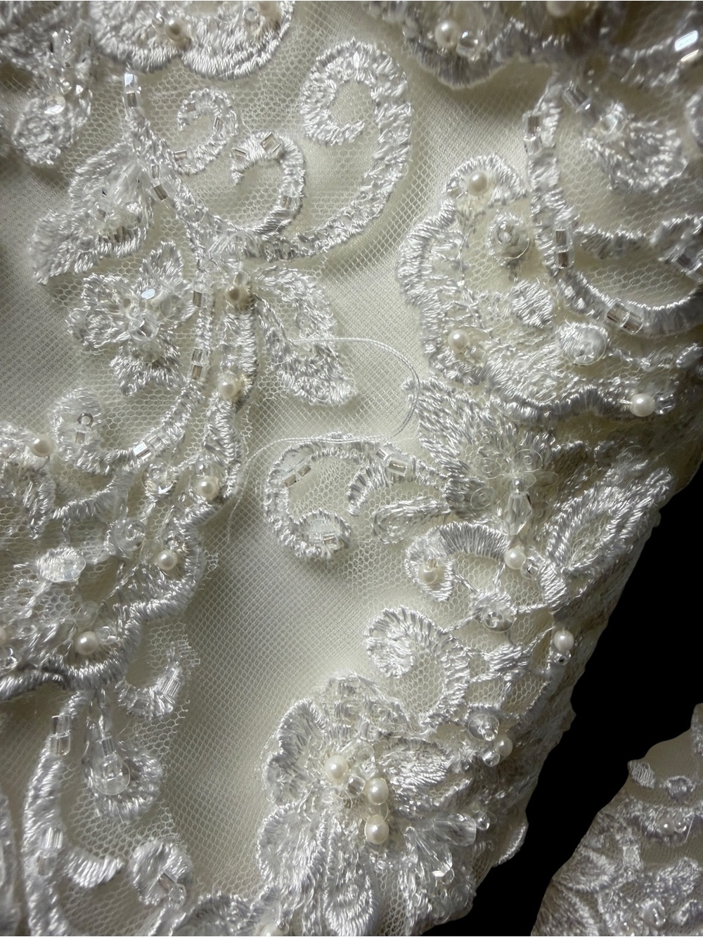 Camille La Vie Ivory Strapless Mermaid Lace Beaded Wedding Dress Gown Size 10 - Picture 9 of 13